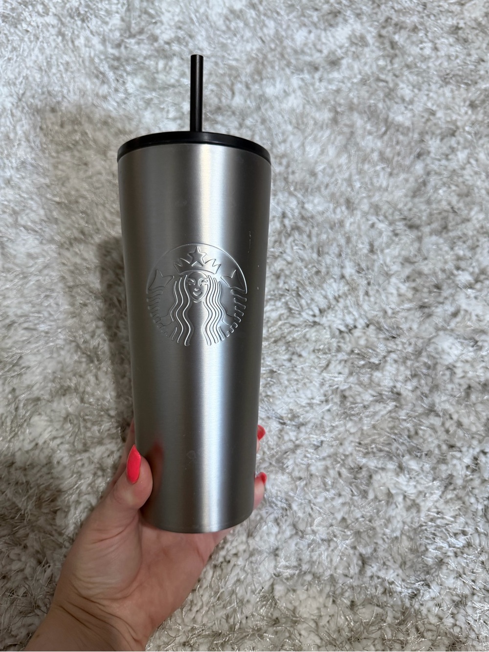 Starbucks Silver Matte Stainless Tumbler with Black Lid